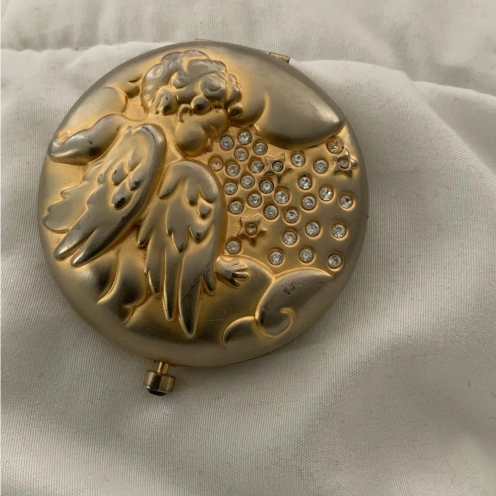 Estee Lauder Gold Angel Compact with Crystal Accents